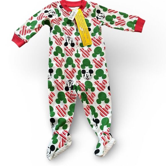 Disney Other - Disney Baby Footed Sleeper Pajamas Mickey Mouse Holiday Design 3-6 mos